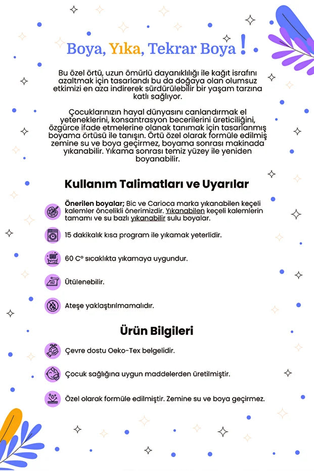 Sihirli Renkler - Çocuklar İçin Öğretici Boyama Örtüsü