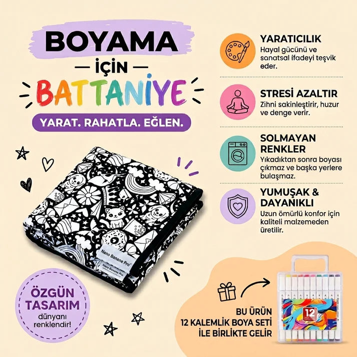 Sihirli Renkler-Boyanabilir Battaniye
